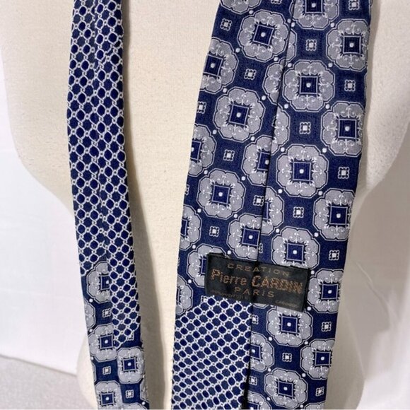 5/$25 Vintage Pierre Cardin Blue Grey Multi Print Tie - Picture 4 of 11